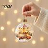 Holiday Home Decorations Glowing Christmas Ball Ornaments, Light-Up with Mini Scene, Acrylic Clear Seasonal Tree Baubles Hanging Decor Warm LED Light