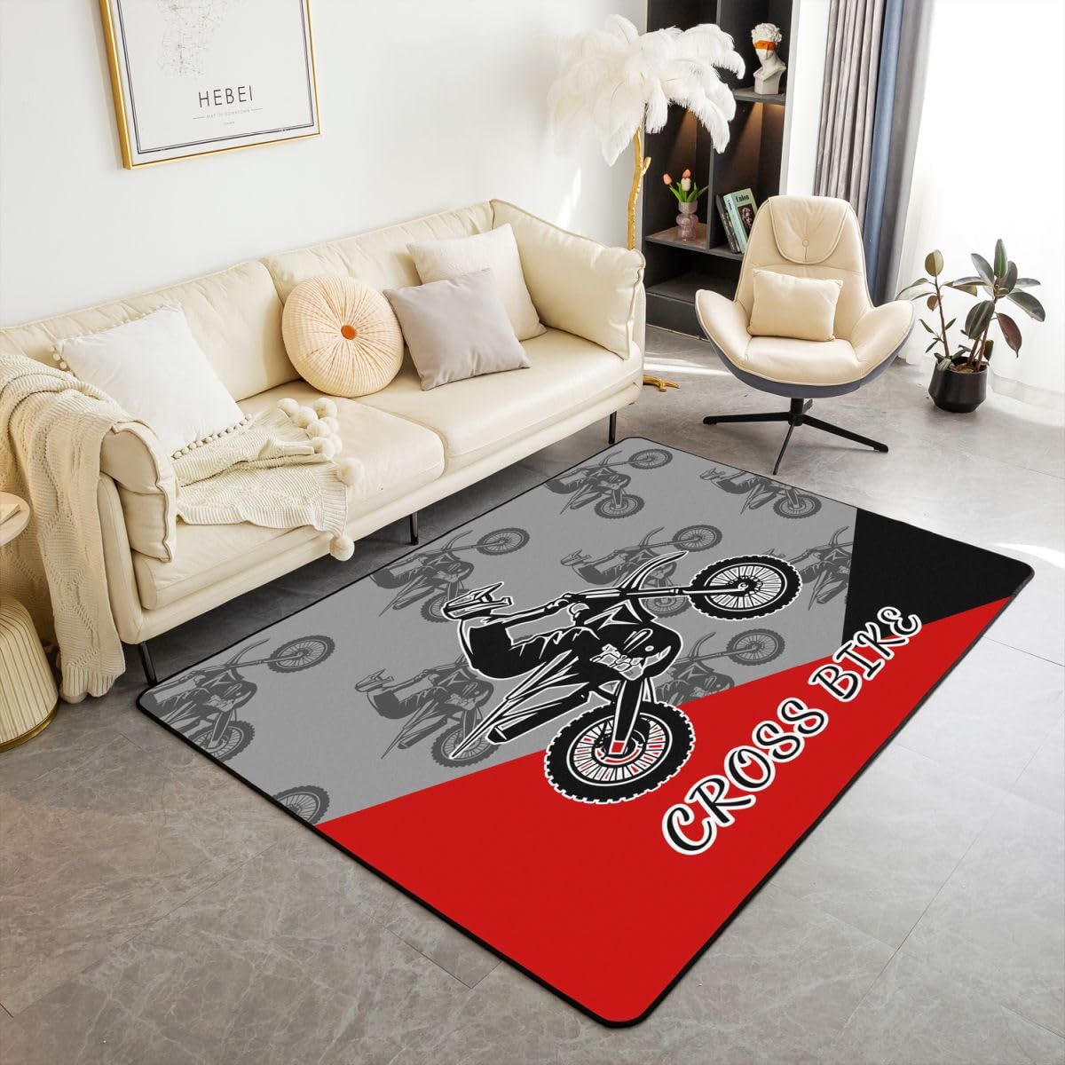 Race Car Area Rug 5x7 for Boys Teens Girls Bedroom, Extreme Sport Theme Area Rug, Youth Kids Sports Carpet, Red Race Car Competition Decor I 160cm x 200cm