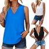 Women's Fashion Casual Solid Color Print Sleeveless V Neck Blouses & Shirts