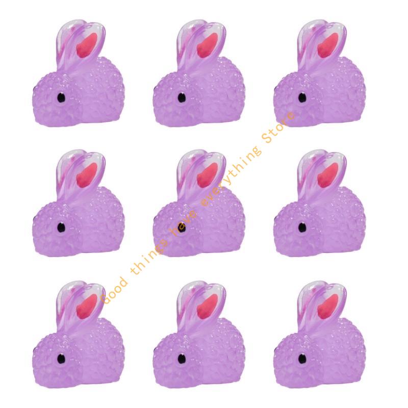 500 Pieces Glow Miniature Bunnies Figurines Resin Rabbits for Indoor and Outdoor Micros Landscape Decoration 55KF