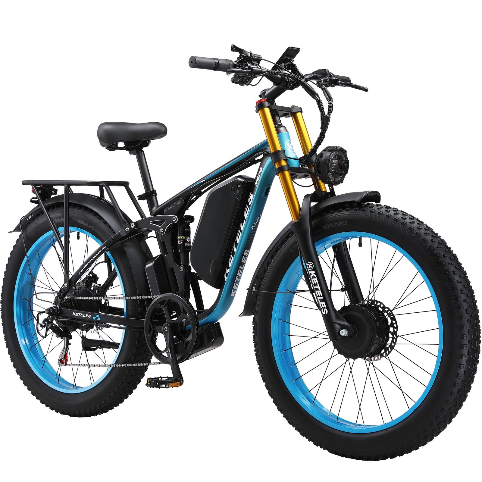 KETELES K800 PRO Fully-Suspension Elektrofahrrad, 48V 23Ah Akku, Hydraulische Scheibenbremsen blau