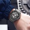 Automatic Mechanical Watches for Men Skeleton Hollow Dial Luminous Wrist Watch Steel Strap Square Case Watch Waterproof