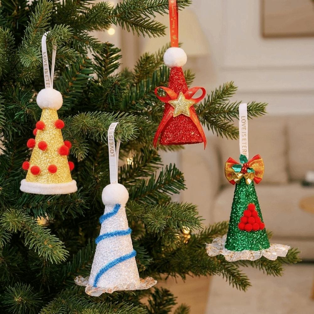 Handmade Cone‑Shaped Christmas Pendant Sequin Christmas Hat Ornament Home Party Supplies