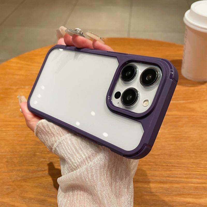 

Роскошный противоударный прозрачный чехол для телефона для iPhone 15 14 Plus 11 12 13 Pro Max 13 Прочный мягкий силиконовый бампер Прозрачная жесткая крышка For iPhone 15 темно-фиолетового