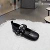 Autumn New Flat Bottom Rivet Ballet Single Shoes Women's Bow Round Head Rivet Mary Jane Shoes Women's