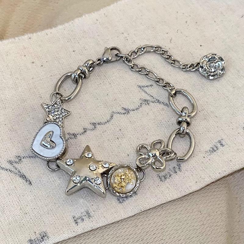 Heart Star Charm Bracelet For Women Girls High-End Exquisite  Light Luxury Wrist Chain Retro Y2K Jewelry Accessories