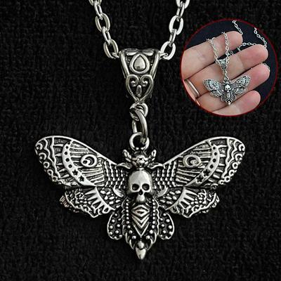 Death Moth Necklace Pendant 18Inch Chain Sugar Skull Gothic Butterfly Rock