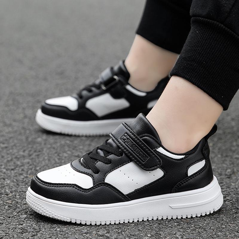 Jungen Schuhe Sneaker Leder Kinder Bequeme Flache Schuhe Schwarz Weiße Schuhe für Kinder Mädchen Schule Walking Schuhe Rutschfest