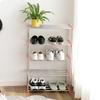 3/4 Layers Shoe Rack Assembled Easy Installation Stainless Steel Household Slipper Storage Shelf for Home
