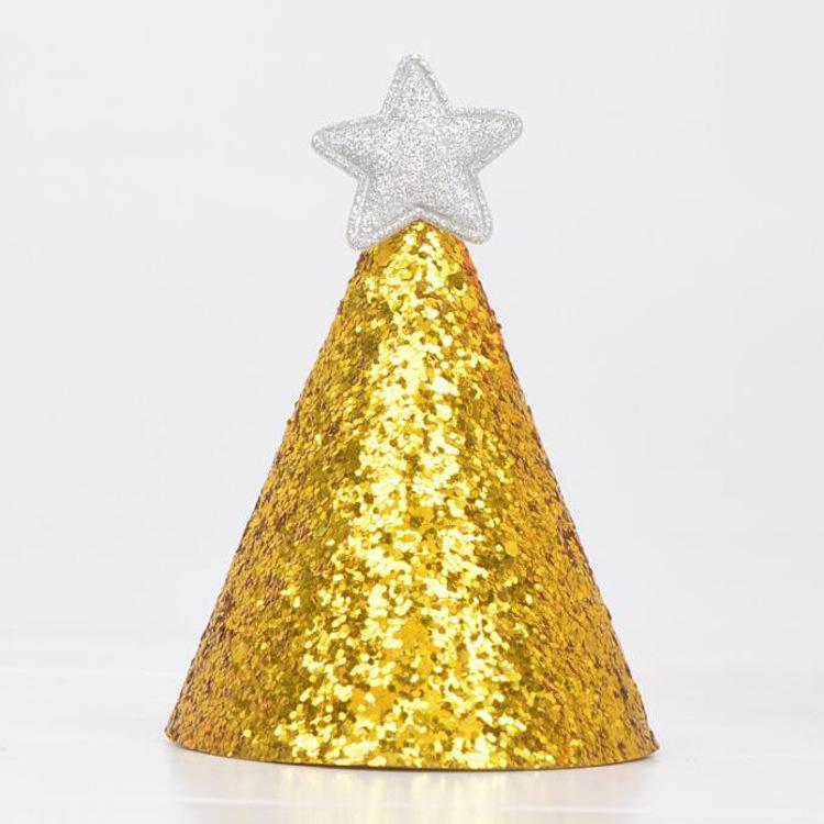 Pompon Flower Hot Stamping Party Hat for Children's First Birthday or Full Moon Celebration