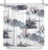 Japanese Ink Shower Curtain Fog Mountain Boat Wild Goose Natural Landscape Outdoor Bathroom Decoration Hook Shower Curtain