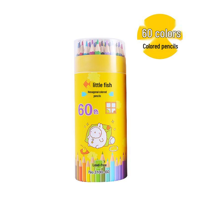 Little Fish Yellow Hexagonal Colored Pencils Set for Students - Custom Logo Available