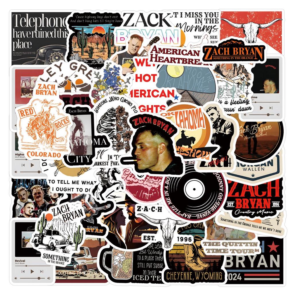 55 Zach Bryan Country Musik Graffiti Aufkleber für Skateboards & Handys