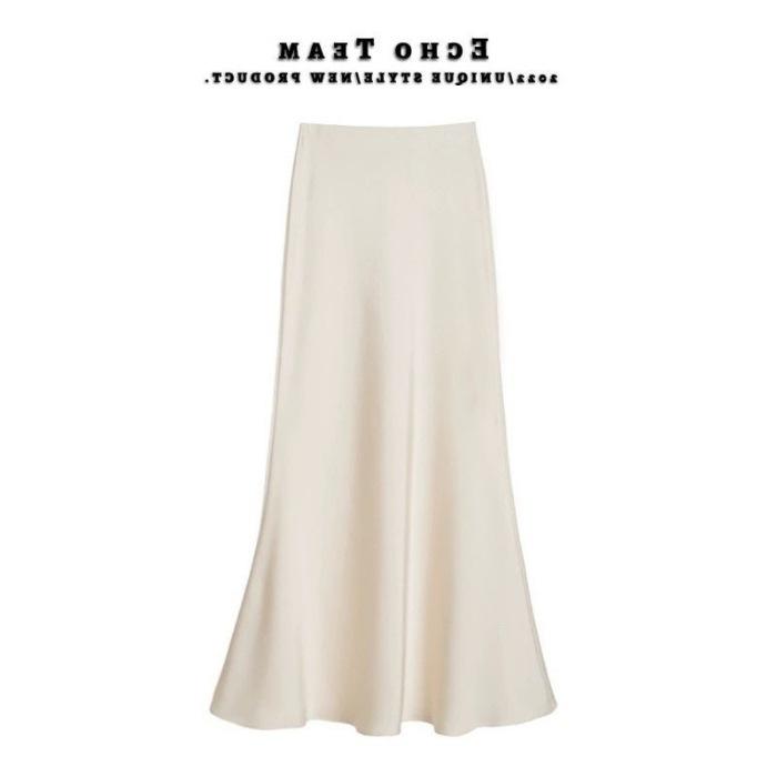 Acetate Satin Long Skirt, High-end Drape Skirt, High-waisted Hip-covering Skirt, Women's Hip Fishtail Long Skirt