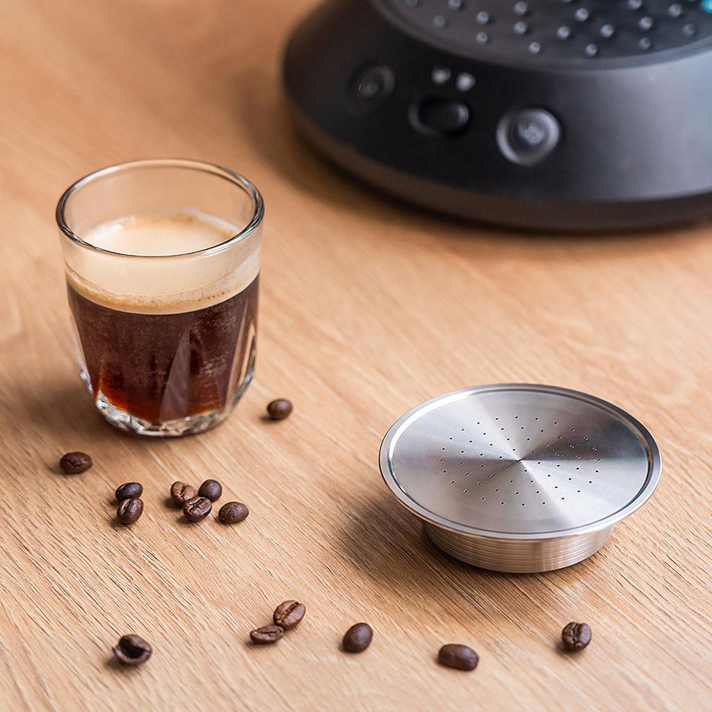 Refillable Coffee Capsule 304 Stainless Steel Reusable Coffee Pod Filter Cup with Brush and Spoon for Senseo HD7801 Coffee Machines