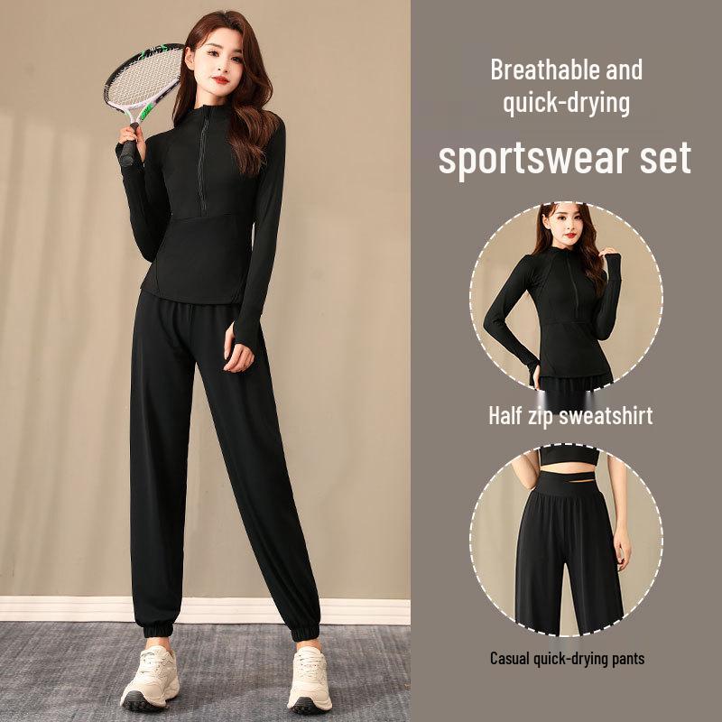 Women's High-End Yoga & Pilates Suit: 2024 Casual Gym Set with Running Pants and Sweatshirt