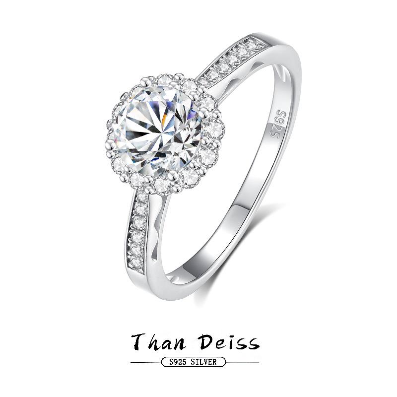 

Dazzling Moissanite Flower Ring - 1.0ct, D Color, Eight Hearts & Arrows, S925 Silver with Pave Diamonds. Size 8