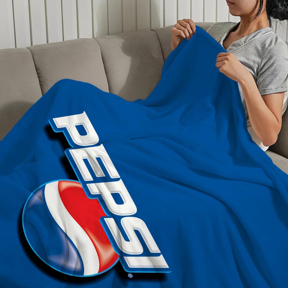 Fashion Art P-pepsi C-cola Logo Blanket Plush Nap Sofa rug for Living Room Warm Office Bedroom Birthday Home Travel Kid Gifts