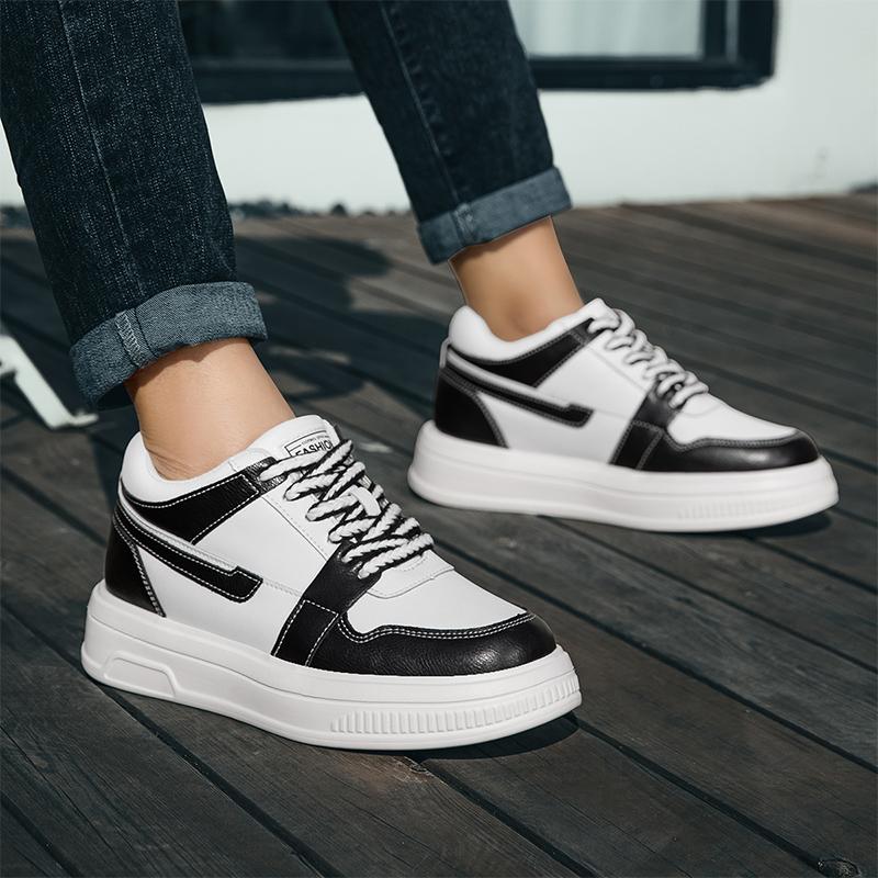 Unisex Genuine Leather Height Increasing Elevator Shoes Men Woman Height Increase Shoes 6cm Man Sneakers Lift Sport Casual Shoes