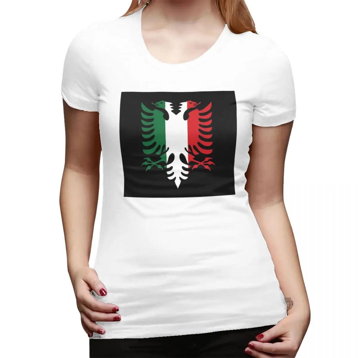 

Albania Flag TShirt for Women Round Neck Streetwear T Shirts Womens Tees Short Summer Clothes Tops S