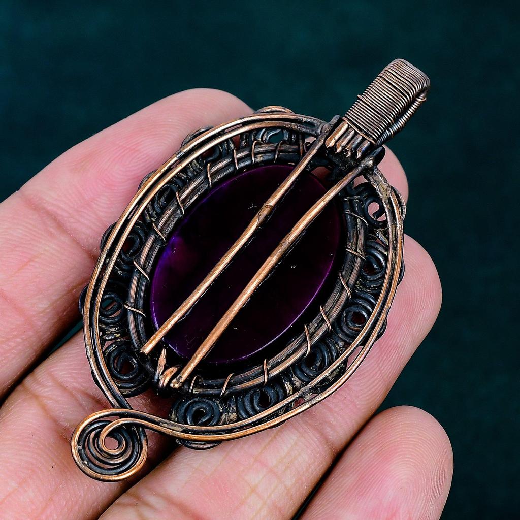 Purple fire labradorite pendant handmade jewelry copper wire wrapped pendant original gemstone pendant latest design pendant gift for her