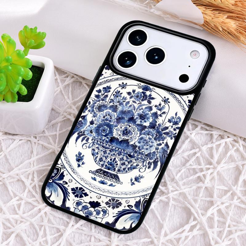 Blue And White Porcelain Soft Phone Case for iPhone 17 Air 16 15 11 12 14 13 Pro Max Shockproof Cover