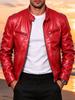 Men's slim stand-up collar PU leather jacket spring and autumn new motorcycle jacket multi-color fashion casual jacket leather jacket