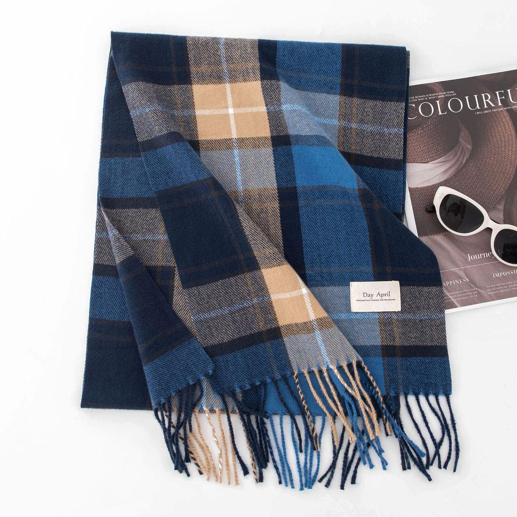 Simple Scarf for Women High End Versatile Thickened Autumn and Winter Business Warm New Plaid Scarf Dual Use
