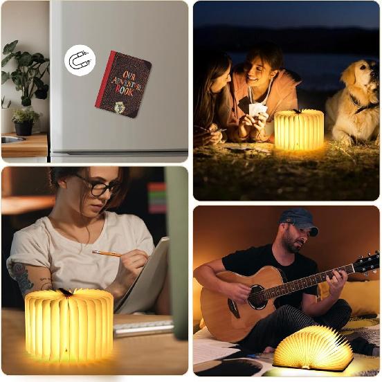Adventure Book Night Light, 3D Lamp & 5 Colors Folding Book Lamp White, Yellow, Warm Yellow Light LED Book Light for Home Decor, Birthday Gift,