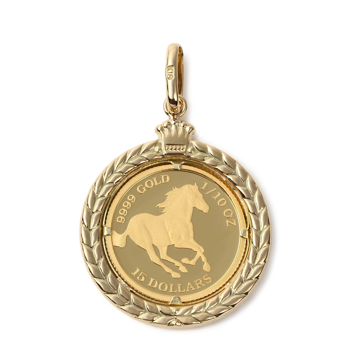

Goods Pure Gold K24 Horse Gold Coin Pendant Top Design Frame K18 Horse [Happy Shop] 1/10oz золотий