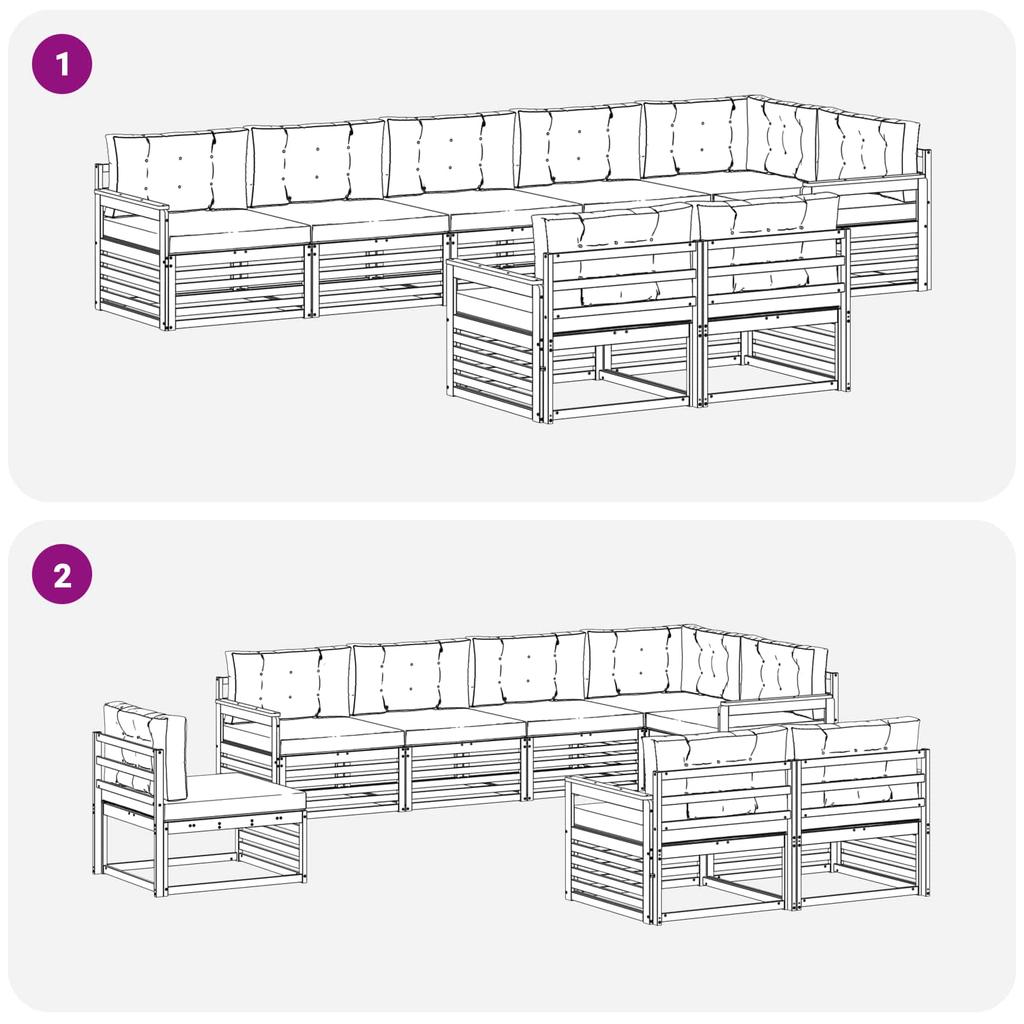 Outdoor Sofa Set with Cushions 8 pcs Natural and Cream