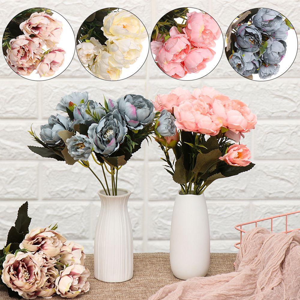 8 head DIY Decor Wedding Vintage Artificial Flowers Rose bouquet Silk Peony Party Decoration