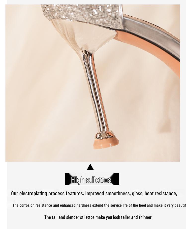 Élégants Talons Hauts à Paillettes avec Une Bride en Strass – Parfaits pour les Mariages et les Banquets