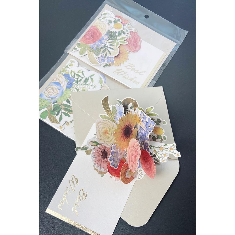 Half Mask Three-dimensional Flower Greeting Card Creative Ins Simple Card Bouquet 3D Thanksgiving Blessing Thanksgiving Valentine's Day Birthday