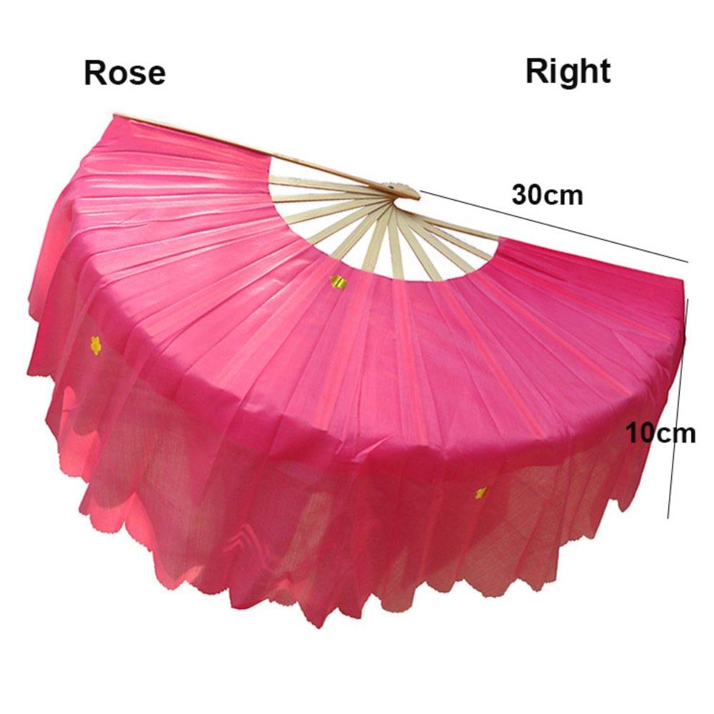 

10/15/40см Полукруглый Шелковый Китайский Короткий Веер-Вуаль для Танца Живота Пары Инструменты для Танца Янко 30cm Rose Right