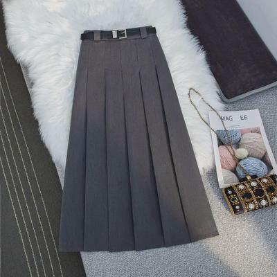 Falda Midi A-Line Plisada de Cintura Alta para Mujer Primavera/Otoño 2024