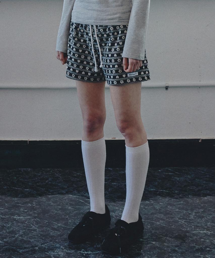 Mihebeu Flower Heart Vintage Layered Shorts Black