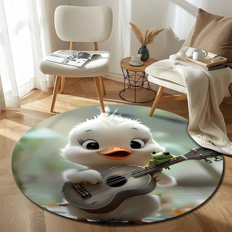 Glam Round Halloween Multicolor Floor Rug, Non-Slip Floor Mat for Kids Room