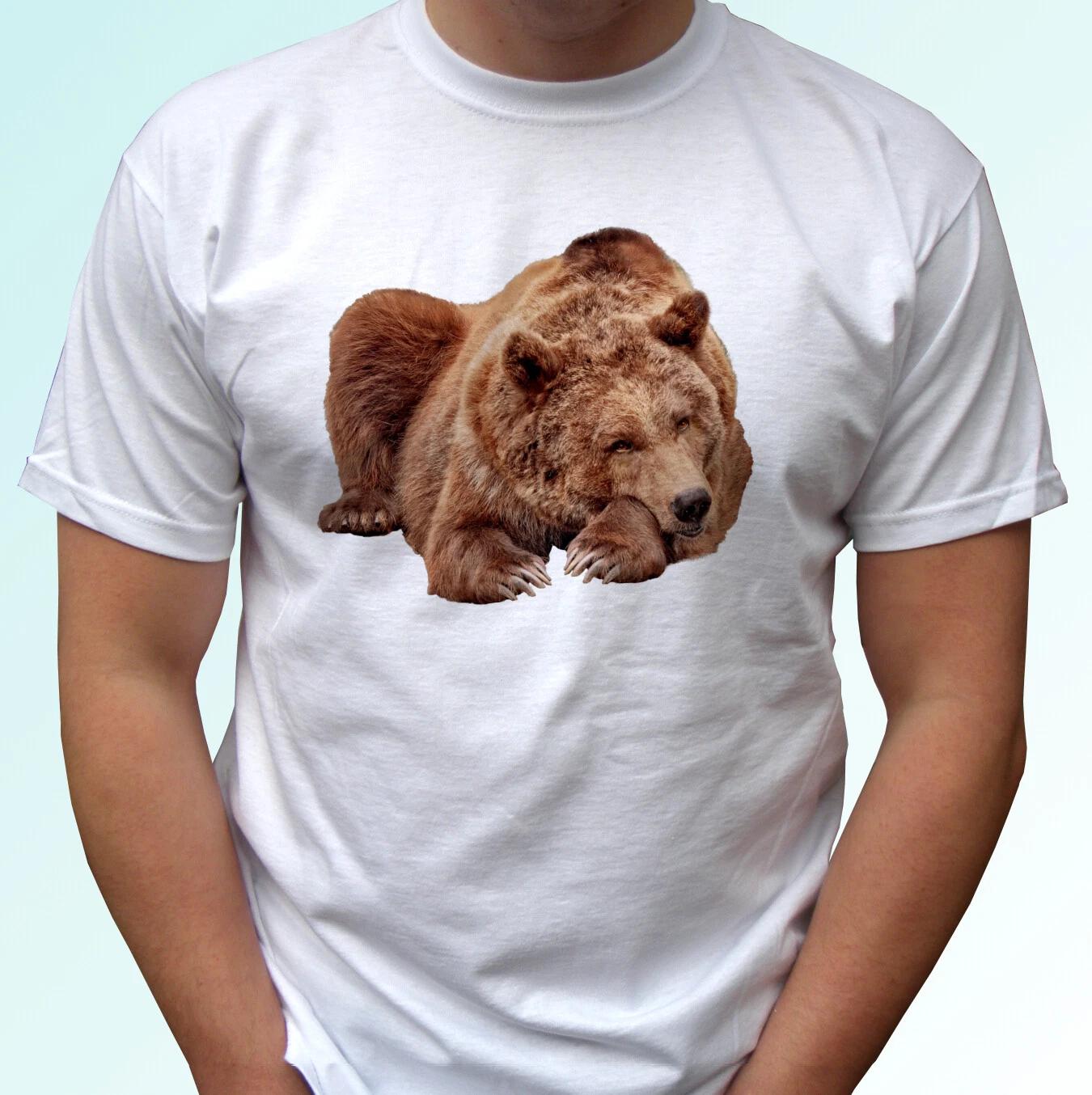 Grizzly bear white kids boys T-Shirt animal tee top gift s s kids baby sizes 110