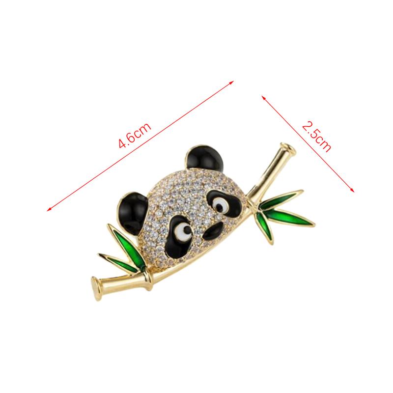 Lovely Panda Bamboo Animal Brooch Corsage For Women Fashion Brooch Rhinestone Pins Clothing Accessories Gifts