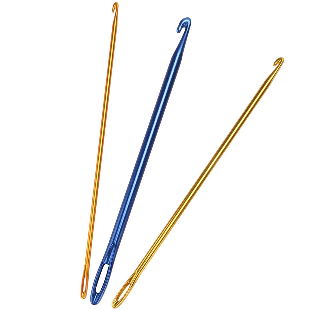 3Pcs Crochet Hooks Durable Sewing Needles with Hole Eye for for Knitting Sweaters Scarves Gloves