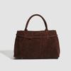 Women's Large Capacity Vintage Tote Bag - Elegant Brown, Structured Snap Closure, Sturdy Handles for Work, Travel, Everyday Use