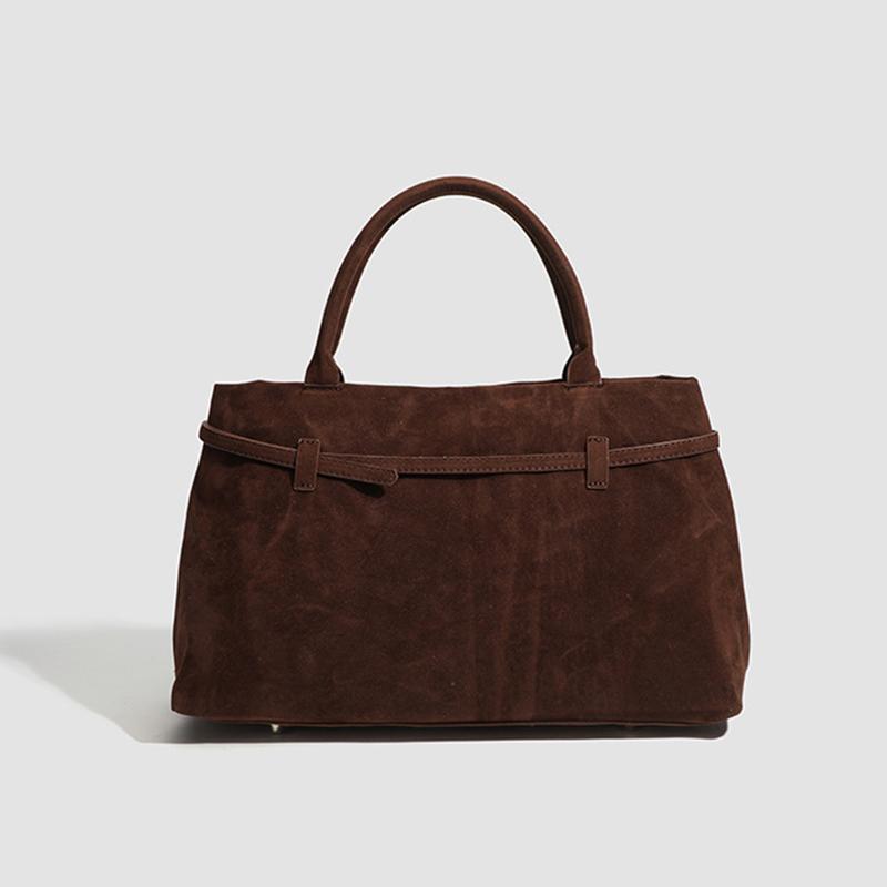 Women's Large Capacity Vintage Tote Bag - Elegant Brown, Structured Snap Closure, Sturdy Handles for Work, Travel, Everyday Use