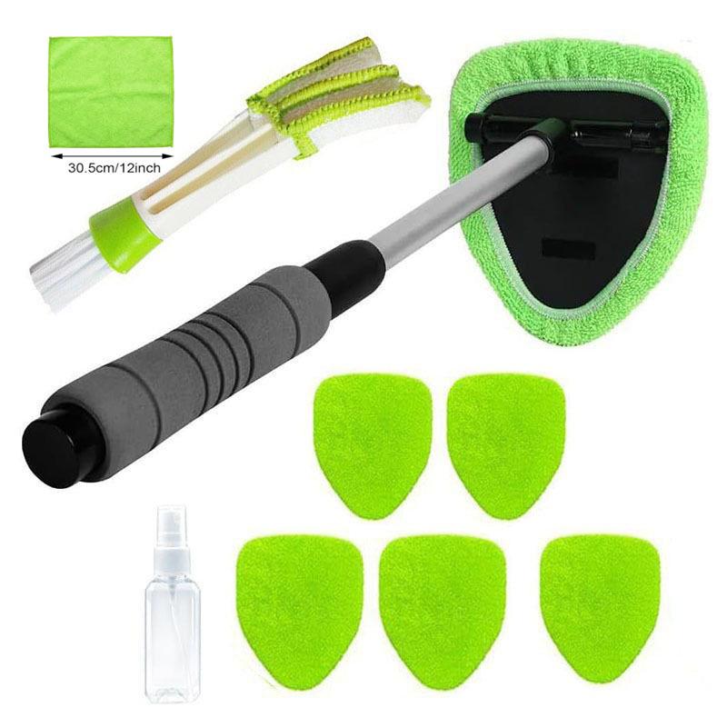 Telescopic Microfiber Car Window Cleaning Brush & Scraper