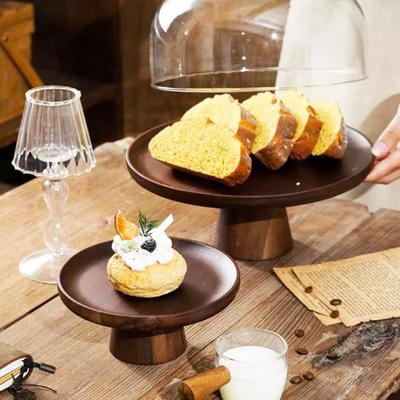 Piatto da Cena in Legno Vassoio da Portata Rotondo Alzata Alta Piatto per Sushi Vassoi per Servire Cibo per Frutta Insalate Dessert Pane Torta