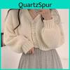 Knitted Cardigan Sexy Short Sweet Sweet Korean V Neck Lantern Sleeve Sweaters For Women Fall Wild Simple Cropped Pink Cardigan Coat