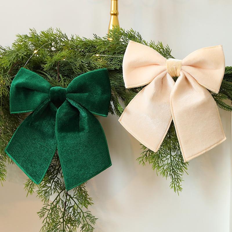 1pcs Velvet Christmas Bow Decor Cordless Hanging Ornament for Tree Staircase Door Multi-Use Holiday Home Party Decoration