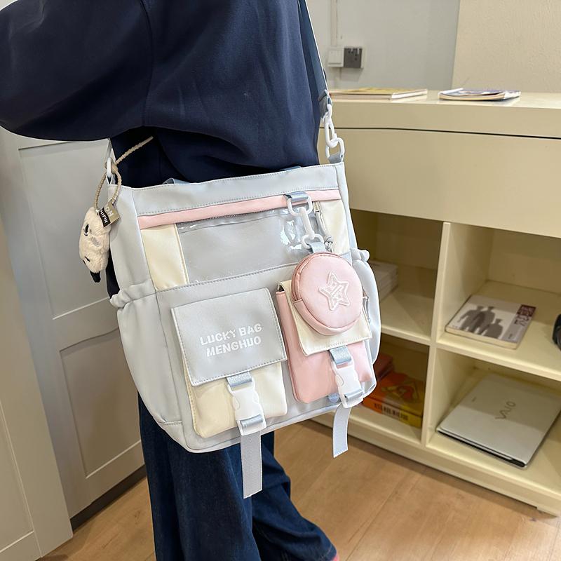 College Style Crossbody Bag Student Shoulder Bag Women's Tote Bag with Coin Purse