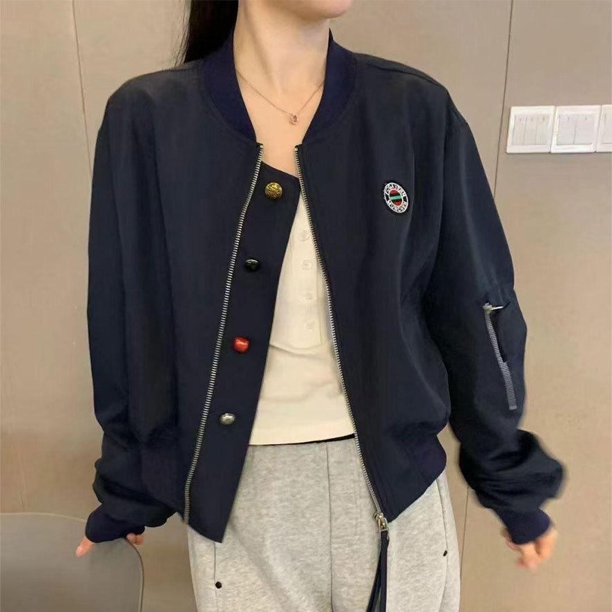

Женская модная повседневная бейсбольная куртка высокого класса - Короткое пальто на весну/осень 2025 XL темно-синий