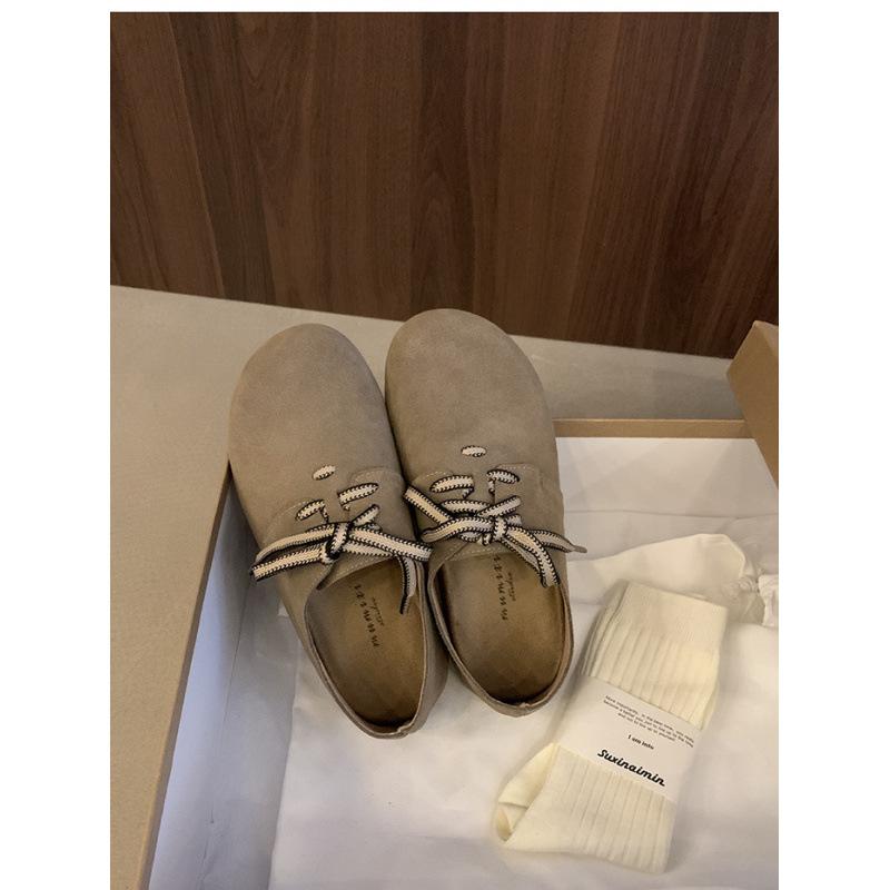 Flat-bottomed Mori Women's Style Women's Autumn New Leather Round Head Straps Single Shoes Soft-soled Shoes